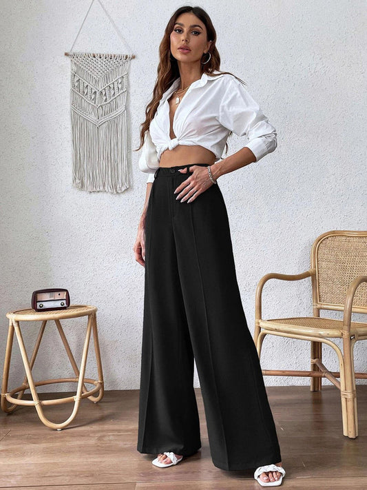 Indrysa - High Rise Flared Fit Solid Trouser